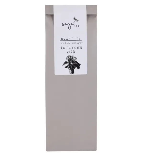 grå-äntligen-min Saga te, Black tea Äntligen min, taste of earl grey