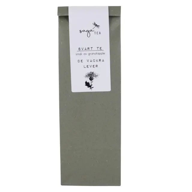 grön-de-vackra-lever Saga te, Black tea De vackra lever, taste of pomegranate