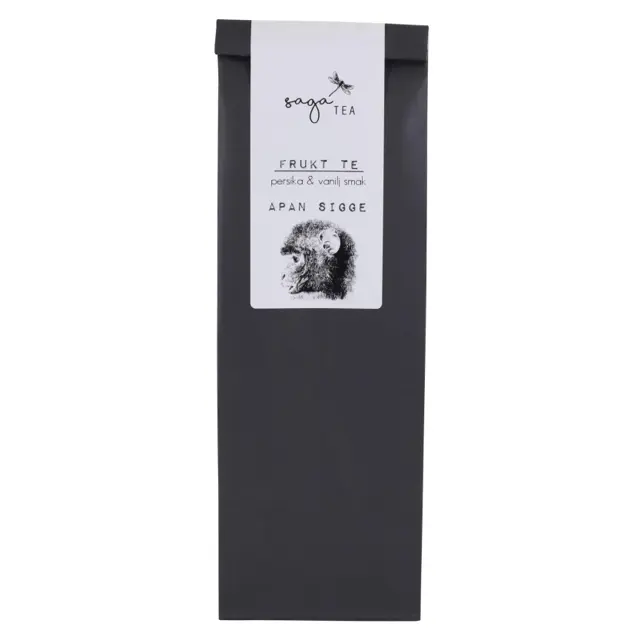svart apan-sigge Saga te, Fruit tea Apan Sigge, taste of peaches & vanilla