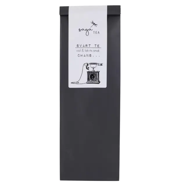 svart-chans Saga te, Black tea Chans, taste of Liquorice & Violet