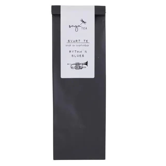 svart-rythm-blues Saga te, Black tea Rythm'n Blues, taste of blackcurrant