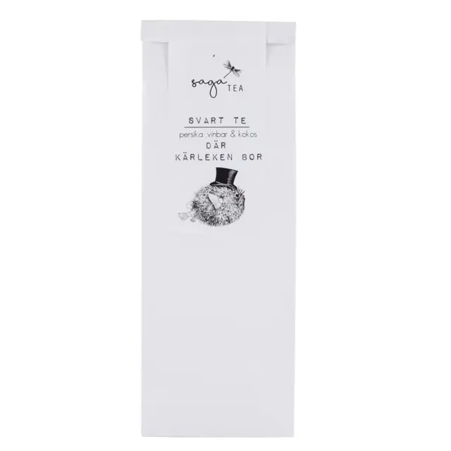 vit-där-kärlek-bor Saga te, Black tea Där kärleken bor, taste of peaches, currant and coconut