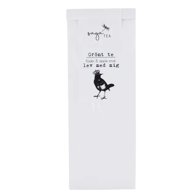 vit-lev-med-mig Saga te, Green tea Lev med mig, taste of elderflower & apple