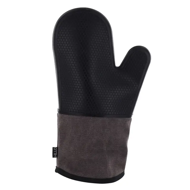 Hillo-grillvante-1 HILLO Silicone printed oven mitt heat resistant Grey 33x18cm NEW!