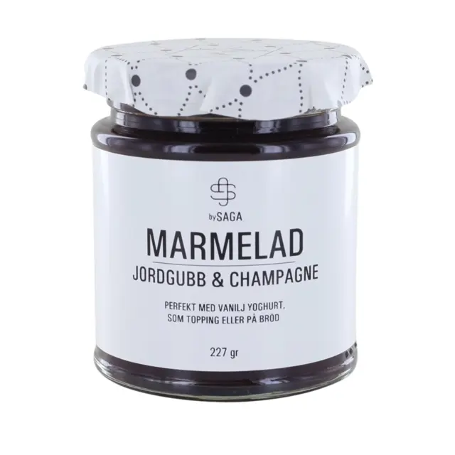 saga-jordgubb-och-champ Saga Jam Strawberry & Champagne 227gr NEW!