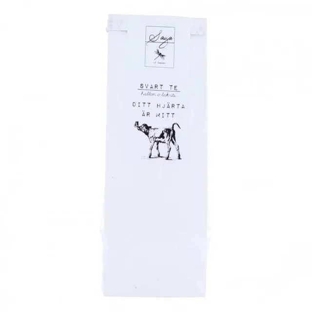 Svart, Ditt hjärta är mitt Saga te, Black tea Ditt hjärta är mitt, taste of raspberry & liquorice