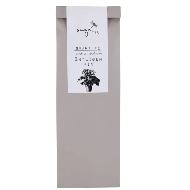grå-äntligen-min Saga te, Black tea Äntligen min, taste of earl grey