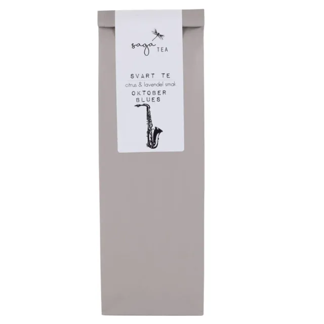 grå-oktober-blues Saga te, Black tea Oktober Blues, taste of citrus & lavender