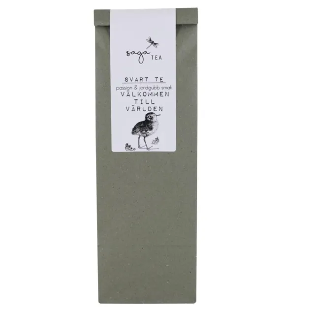 grön-välkommen-till-världen Saga te, Black tea Välkommen till världen, taste of passionfruit & strawberry