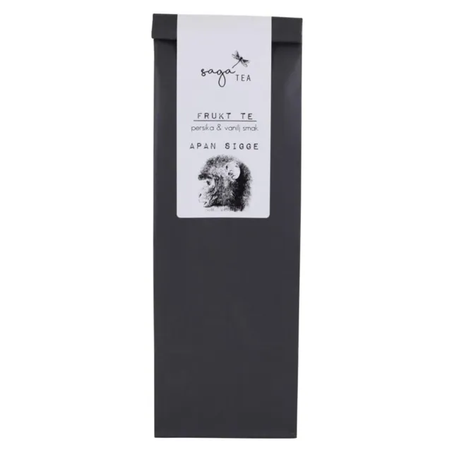 svart apan-sigge Saga te, Fruit tea Apan Sigge, taste of peaches & vanilla