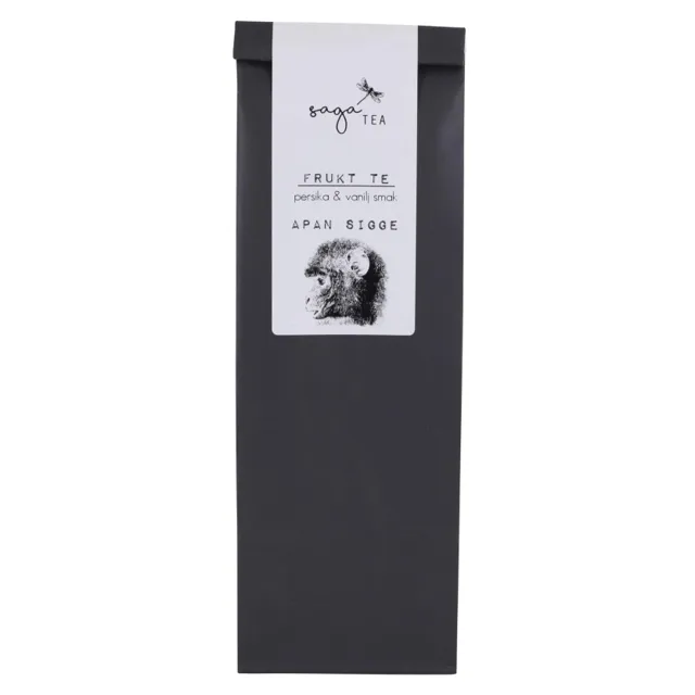 svart apan-sigge Saga te, Fruit tea Apan Sigge, taste of peaches & vanilla