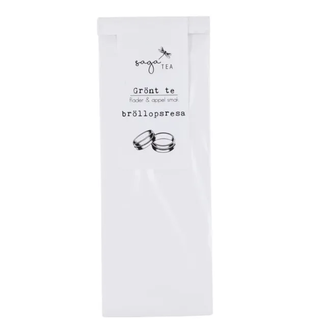 vit- green tea bröllopsresa Saga te, Green tea Bröllopsresa, taste of elderflower & apple