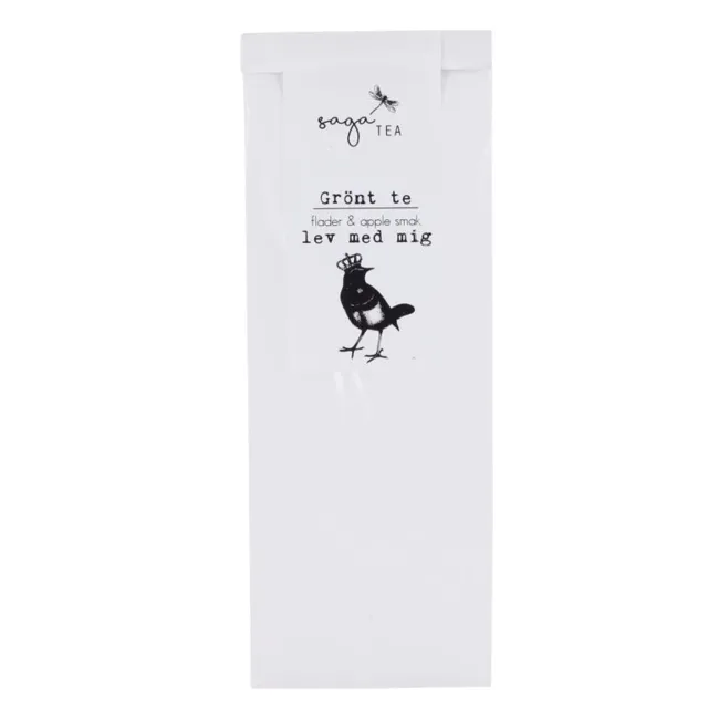 vit-lev-med-mig Saga te, Green tea Lev med mig, taste of elderflower & apple