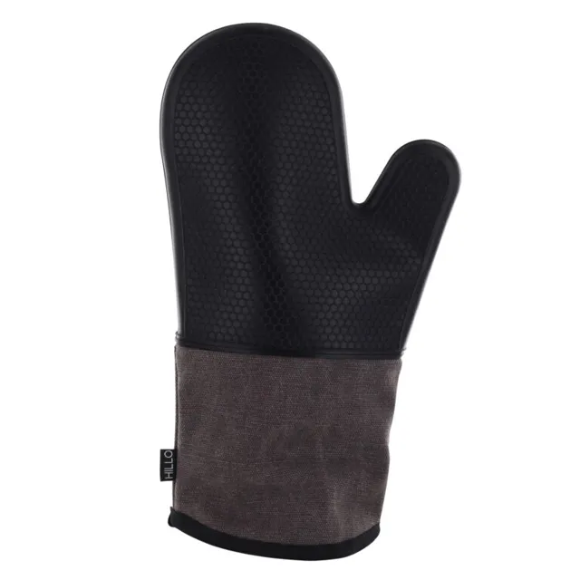 Hillo-grillvante-1 HILLO Silicone printed oven mitt heat resistant Grey 33x18cm NEW!
